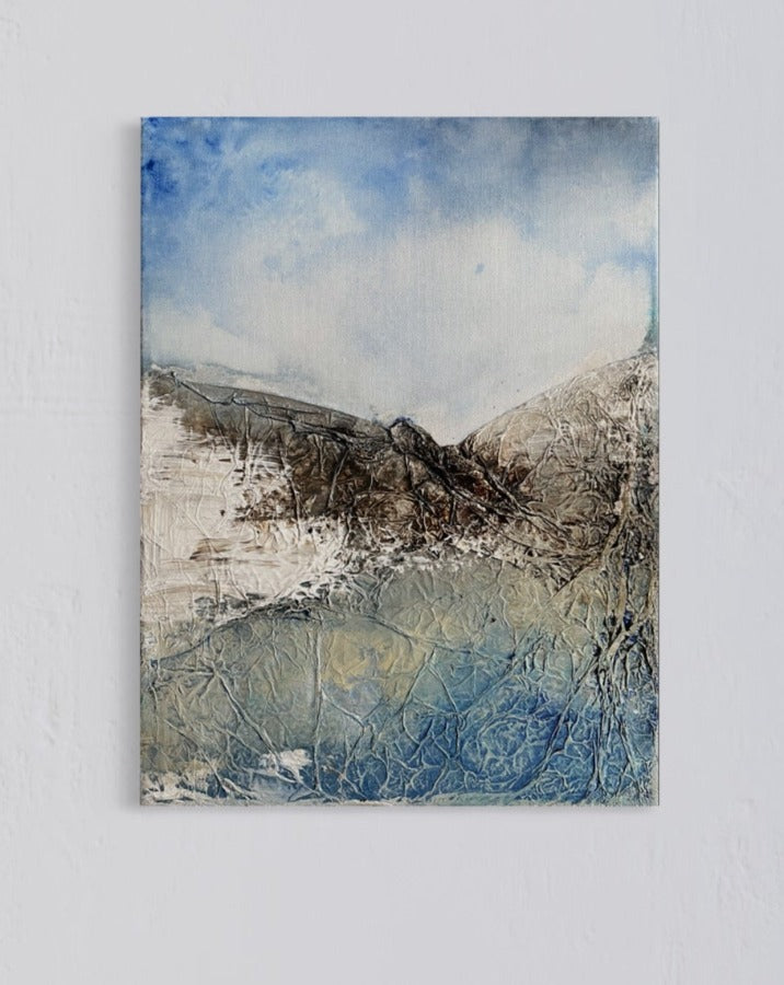 Alufolie Struktur blau weiß braun Berglandschaft Eislandschaft